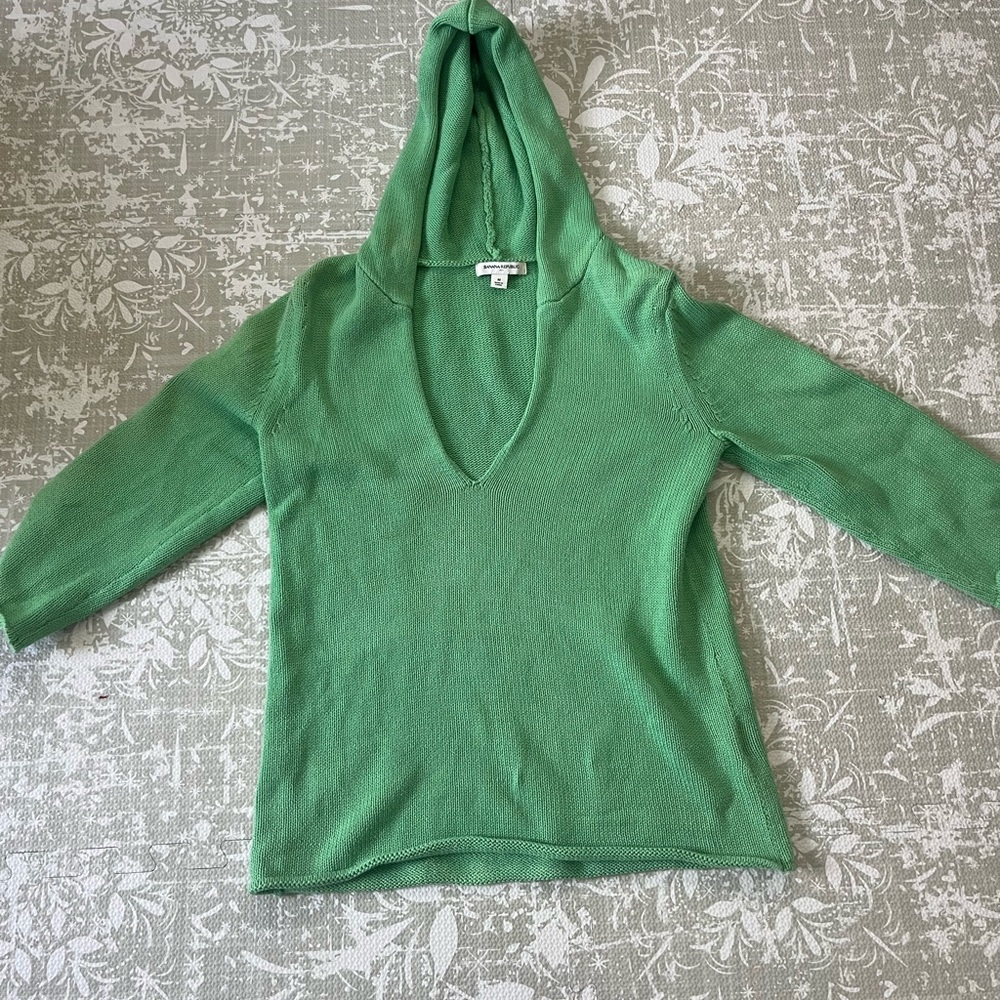 Y2K Banana Republic Mint V-Neck Hooded Sweater